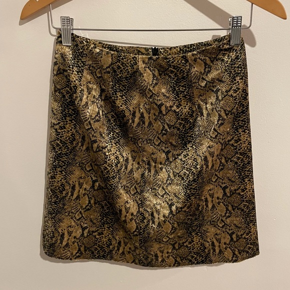Vintage Metallic Gold Snakeskin Velvet Skirt Sz S - Picture 2 of 8